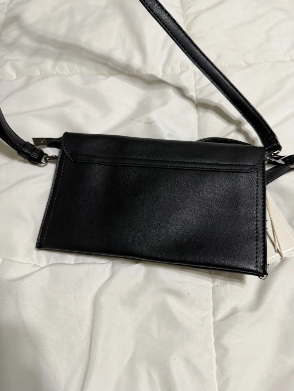 Classic Black Vegan Crossbody with Detachable Wristlet